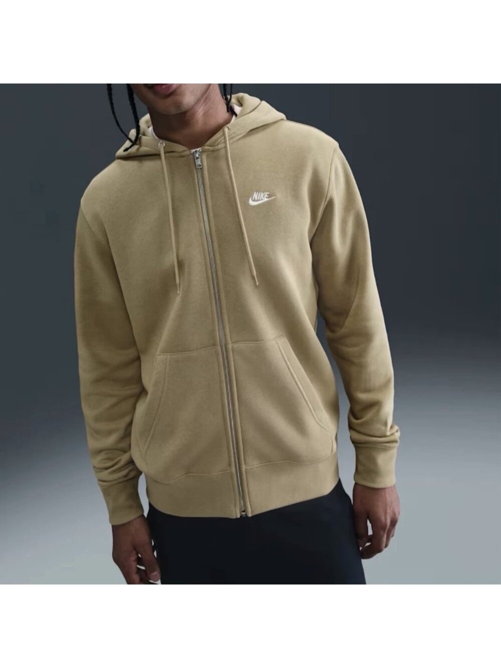 Nike NSW Club Full Zip Fleece Hoodie Beige White Men's Sizes FN3861-297